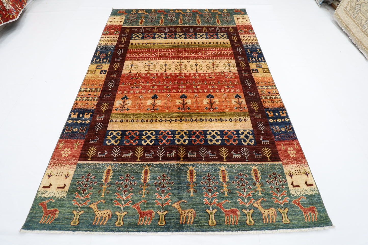 187 x 266 cm | Oriental Gabbeh Area Rug Afghan Hand Knotted Veg dye Wool carpet