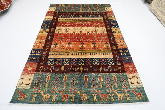 187 x 266 cm | Oriental Gabbeh Area Rug Afghan Hand Knotted Veg dye Wool carpet