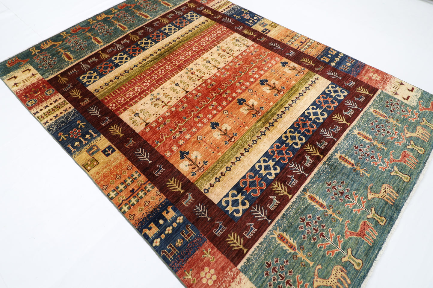187 x 266 cm | Oriental Gabbeh Area Rug Afghan Hand Knotted Veg dye Wool carpet