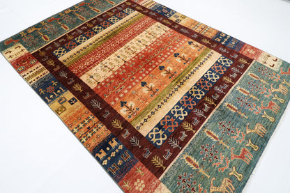 187 x 266 cm | Oriental Gabbeh Area Rug Afghan Hand Knotted Veg dye Wool carpet