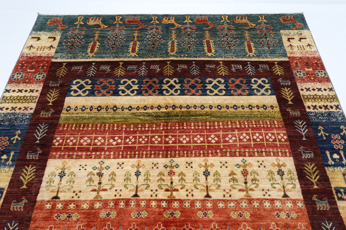 187 x 266 cm | Oriental Gabbeh Area Rug Afghan Hand Knotted Veg dye Wool carpet