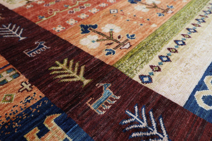 187 x 266 cm | Oriental Gabbeh Area Rug Afghan Hand Knotted Veg dye Wool carpet