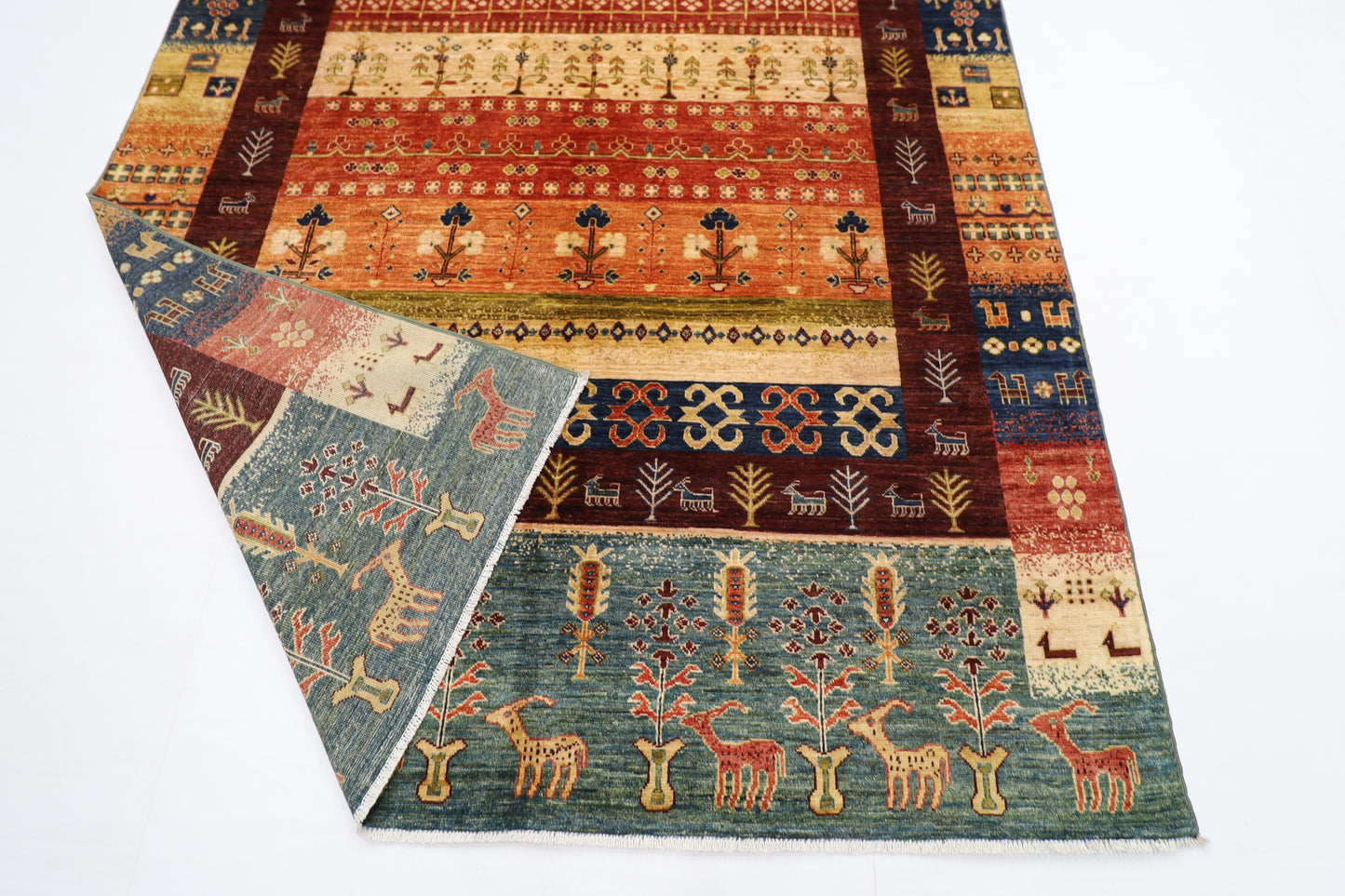187 x 266 cm | Oriental Gabbeh Area Rug Afghan Hand Knotted Veg dye Wool carpet