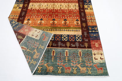 187 x 266 cm | Oriental Gabbeh Area Rug Afghan Hand Knotted Veg dye Wool carpet