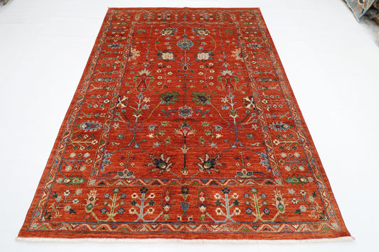 180 x 244 cm | Oriental Sultani Orange Area Rug Afghan Hand Knotted Veg dye Wool carpet
