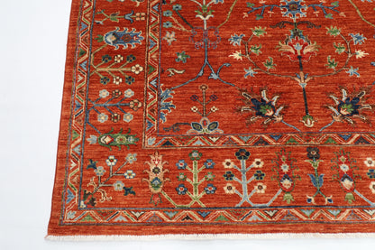 180 x 244 cm | Oriental Sultani Orange Area Rug Afghan Hand Knotted Veg dye Wool carpet