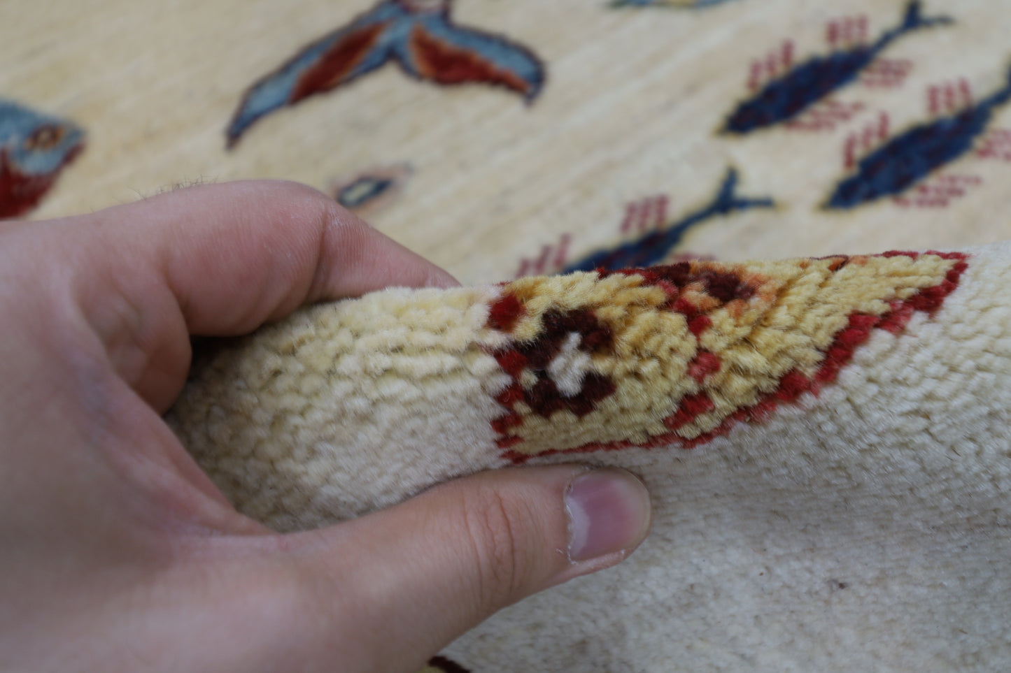 83 x 344 cm | Fish Party Afghan Tribal Hand Knotted Veg Dye Wool Runner