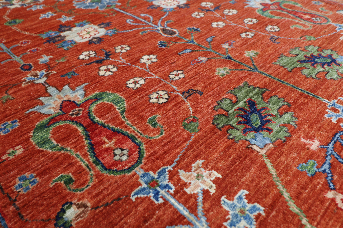 180 x 244 cm | Oriental Sultani Orange Area Rug Afghan Hand Knotted Veg dye Wool carpet