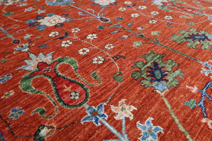 180 x 244 cm | Oriental Sultani Orange Area Rug Afghan Hand Knotted Veg dye Wool carpet