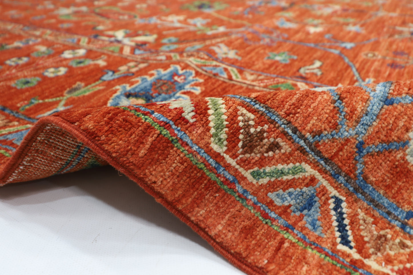 180 x 244 cm | Oriental Sultani Orange Area Rug Afghan Hand Knotted Veg dye Wool carpet