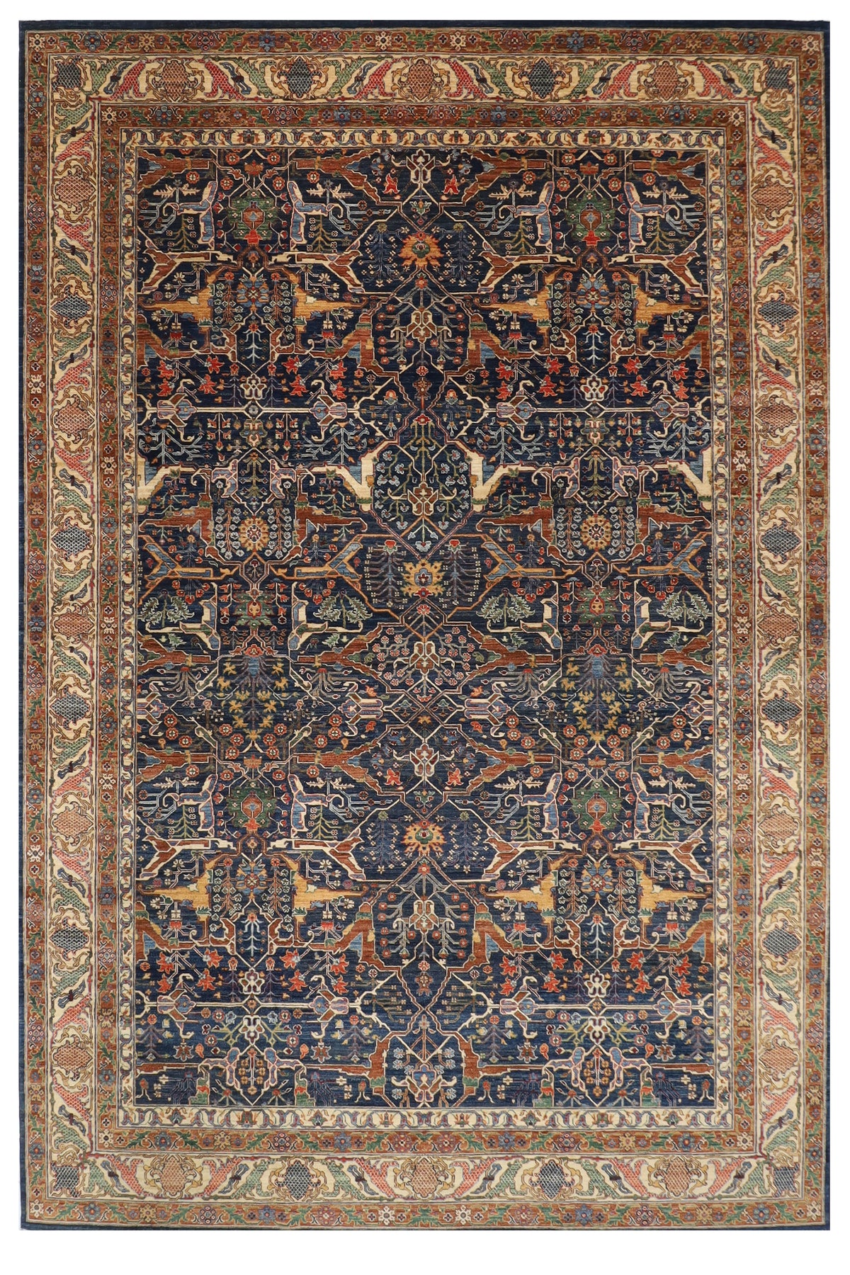 306 x 426 cm | Bidjar Blue Design Hand Knotted Wool Afghan Carpet