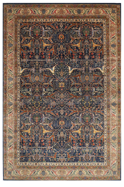306 x 426 cm | Bidjar Blue Design Hand Knotted Wool Afghan Carpet