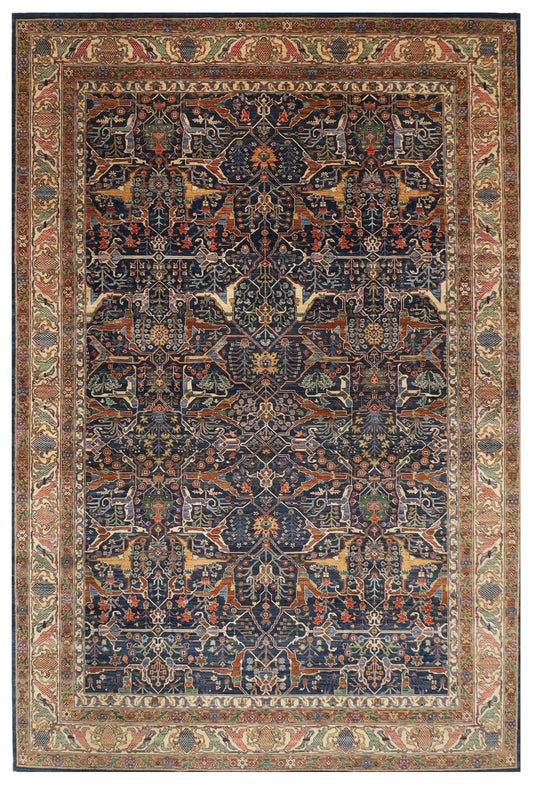 306 x 426 cm | Bidjar Blue Design Hand Knotted Wool Afghan Carpet