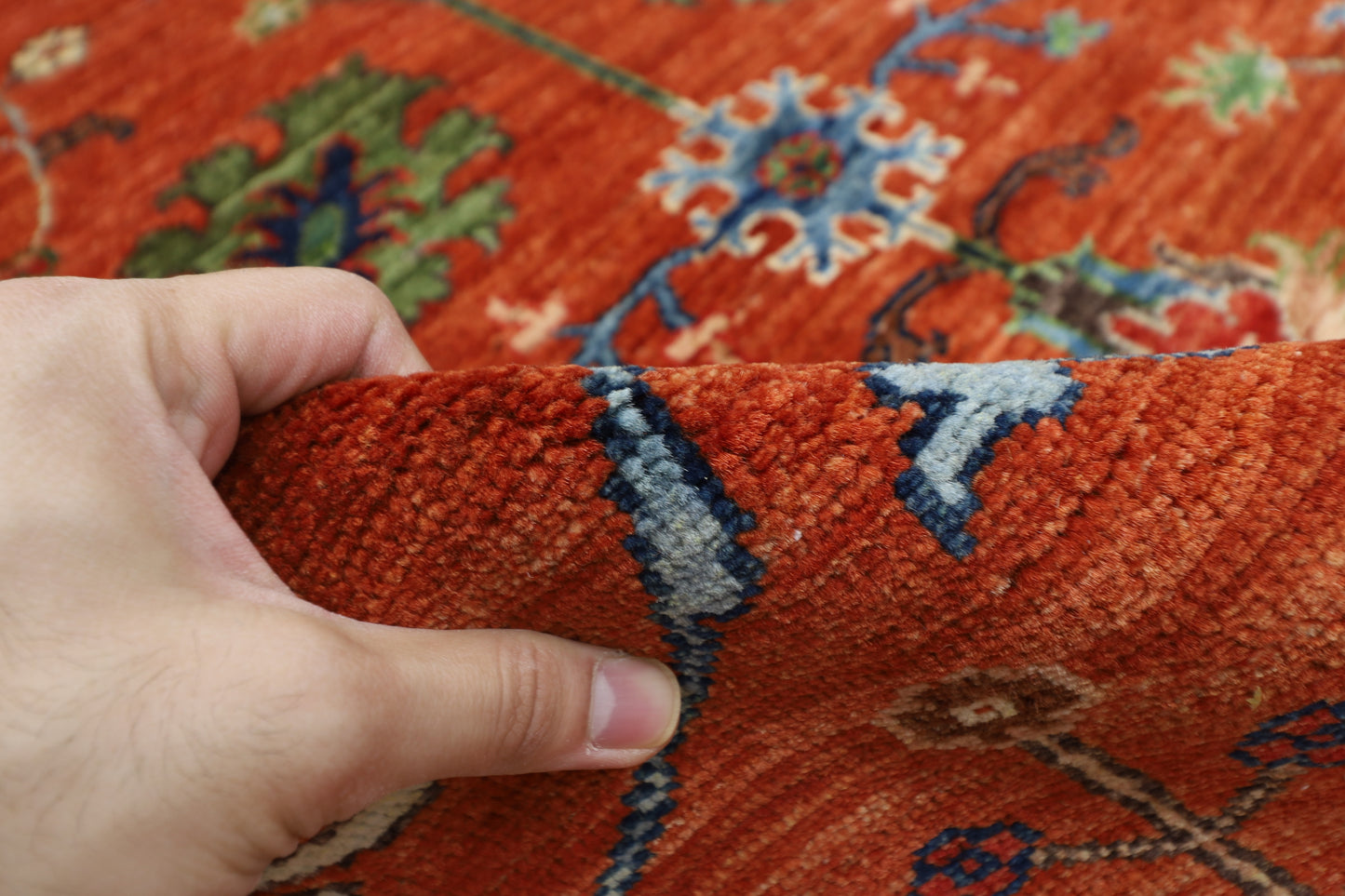 180 x 244 cm | Oriental Sultani Orange Area Rug Afghan Hand Knotted Veg dye Wool carpet