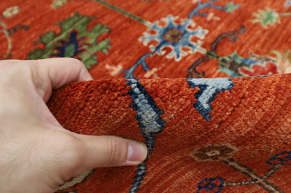 180 x 244 cm | Oriental Sultani Orange Area Rug Afghan Hand Knotted Veg dye Wool carpet