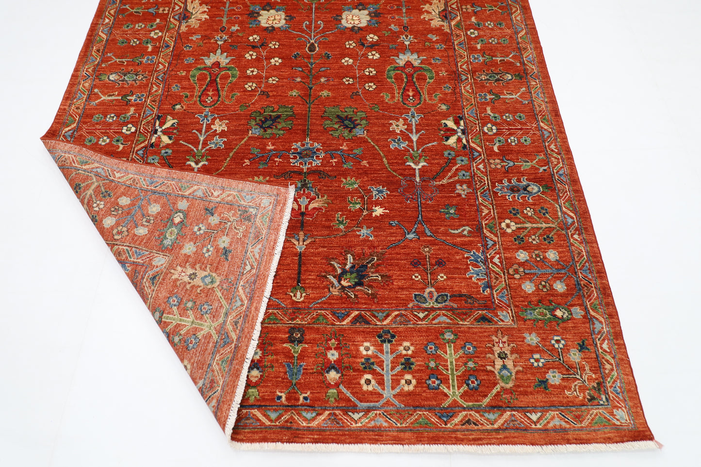 180 x 244 cm | Oriental Sultani Orange Area Rug Afghan Hand Knotted Veg dye Wool carpet