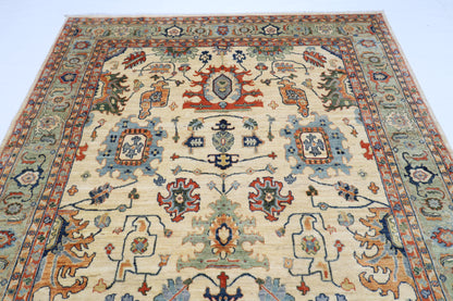 204 x 298 cm | Oriental Beige Area Rug Afghan Hand Knotted Veg dye Wool carpet