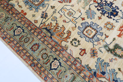 204 x 298 cm | Oriental Beige Area Rug Afghan Hand Knotted Veg dye Wool carpet