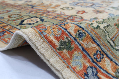 204 x 298 cm | Oriental Beige Area Rug Afghan Hand Knotted Veg dye Wool carpet