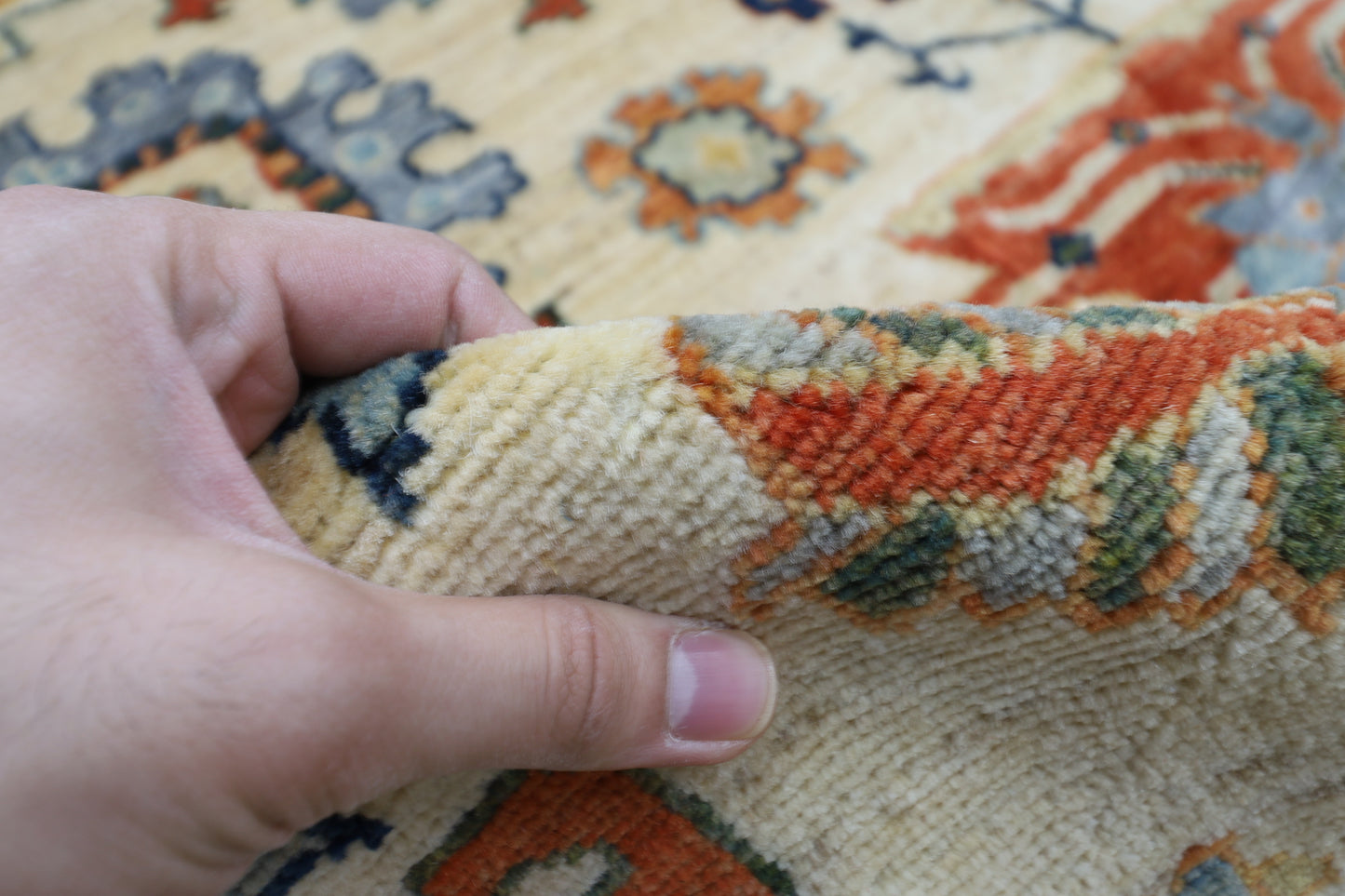 204 x 298 cm | Oriental Beige Area Rug Afghan Hand Knotted Veg dye Wool carpet