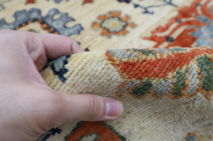 204 x 298 cm | Oriental Beige Area Rug Afghan Hand Knotted Veg dye Wool carpet