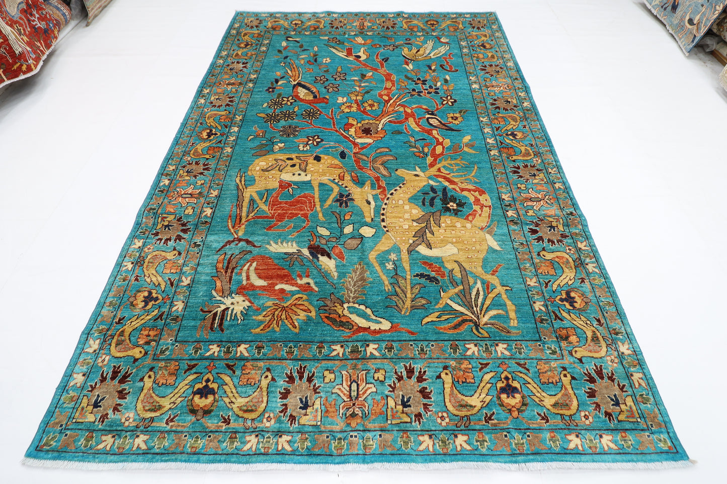 199 x 299 cm | Oriental Beer Animal Area Rug Afghan Hand Knotted Veg dye Wool carpet