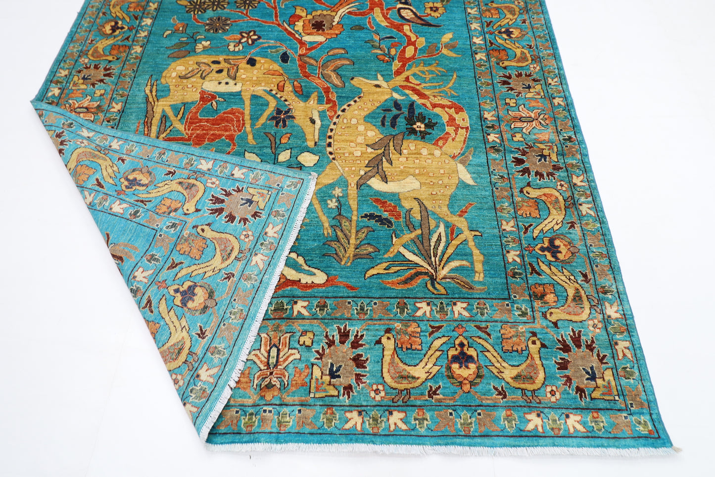 199 x 299 cm | Oriental Beer Animal Area Rug Afghan Hand Knotted Veg dye Wool carpet