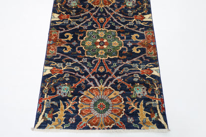87 x 297 cm | Sickle Leaf Afghan Tribal Hand Knotted Veg Dye Wool Runner