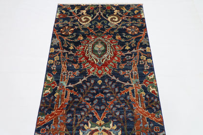 87 x 297 cm | Sickle Leaf Afghan Tribal Hand Knotted Veg Dye Wool Runner