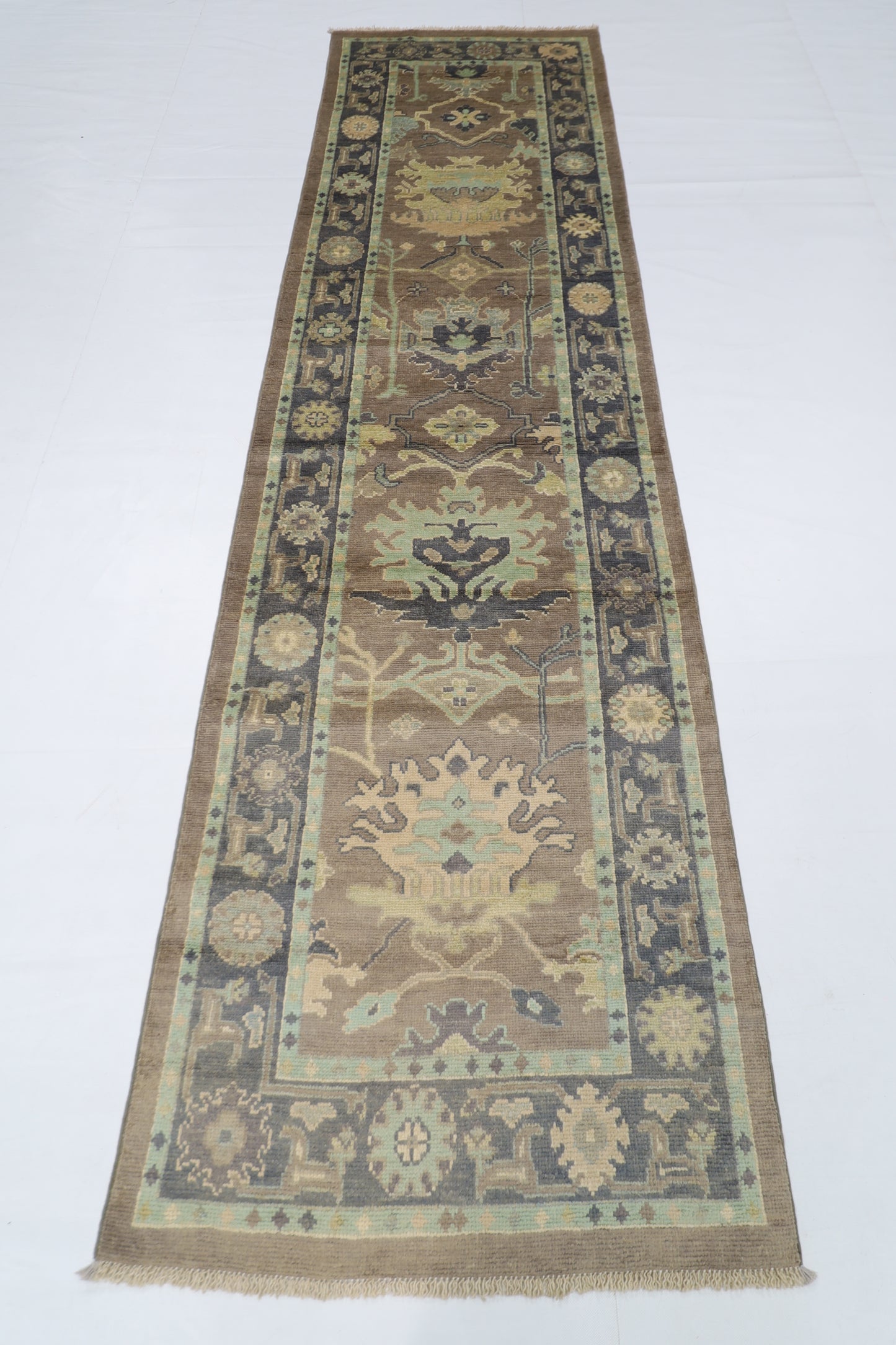 83 x 305 cm | Oushak Afghan Tribal Hand Knotted Veg Dye Wool Runner