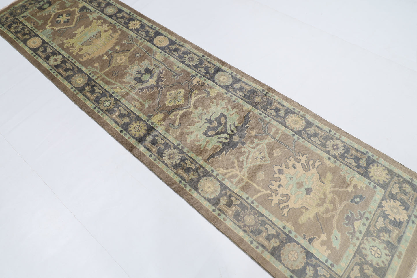 83 x 305 cm | Oushak Afghan Tribal Hand Knotted Veg Dye Wool Runner