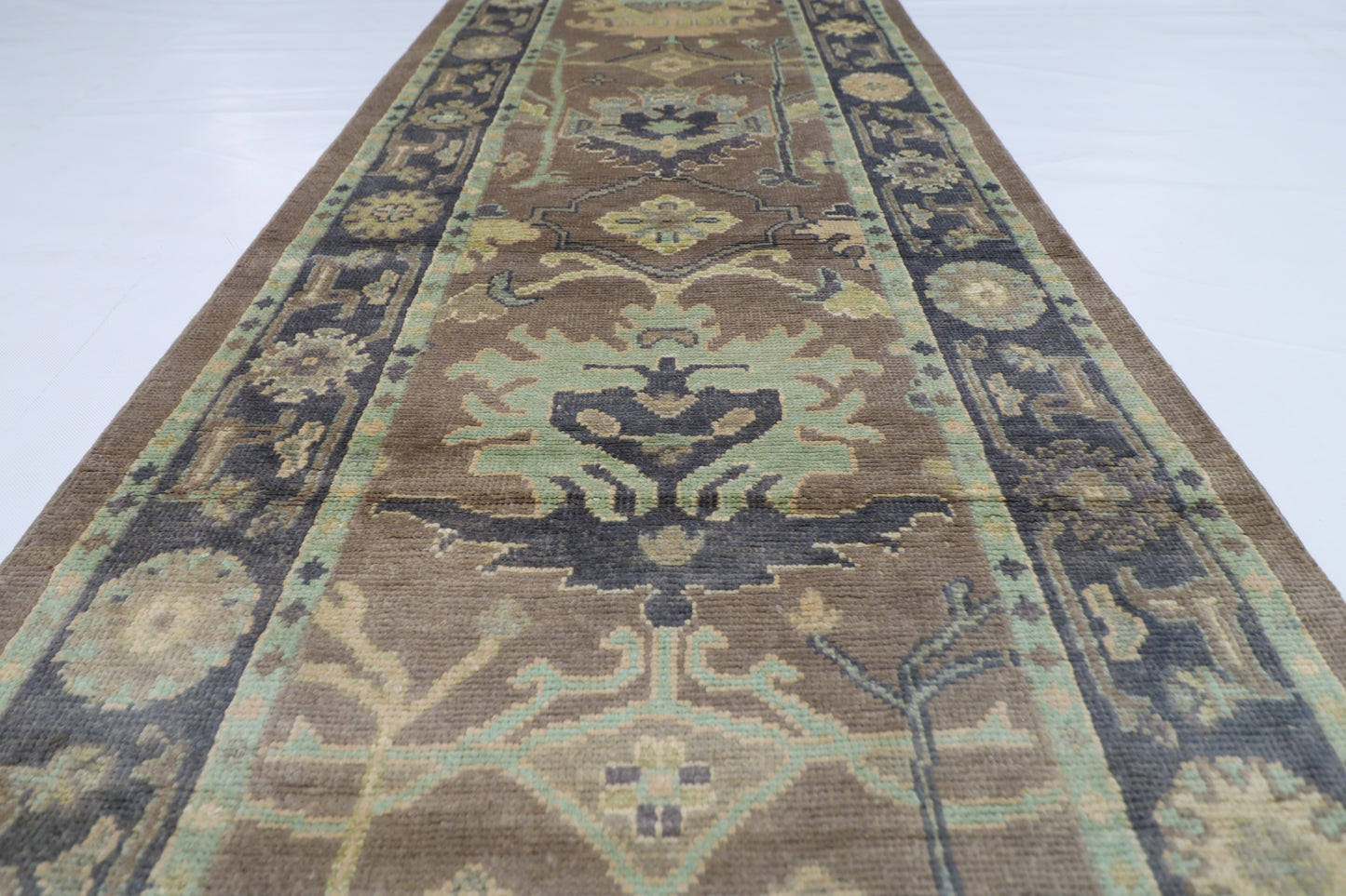 83 x 305 cm | Oushak Afghan Tribal Hand Knotted Veg Dye Wool Runner