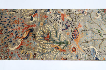 81 x 397 cm | Birds Afghan Tribal Hand Knotted Veg Dye Wool Runner