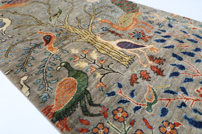 81 x 397 cm | Birds Afghan Tribal Hand Knotted Veg Dye Wool Runner