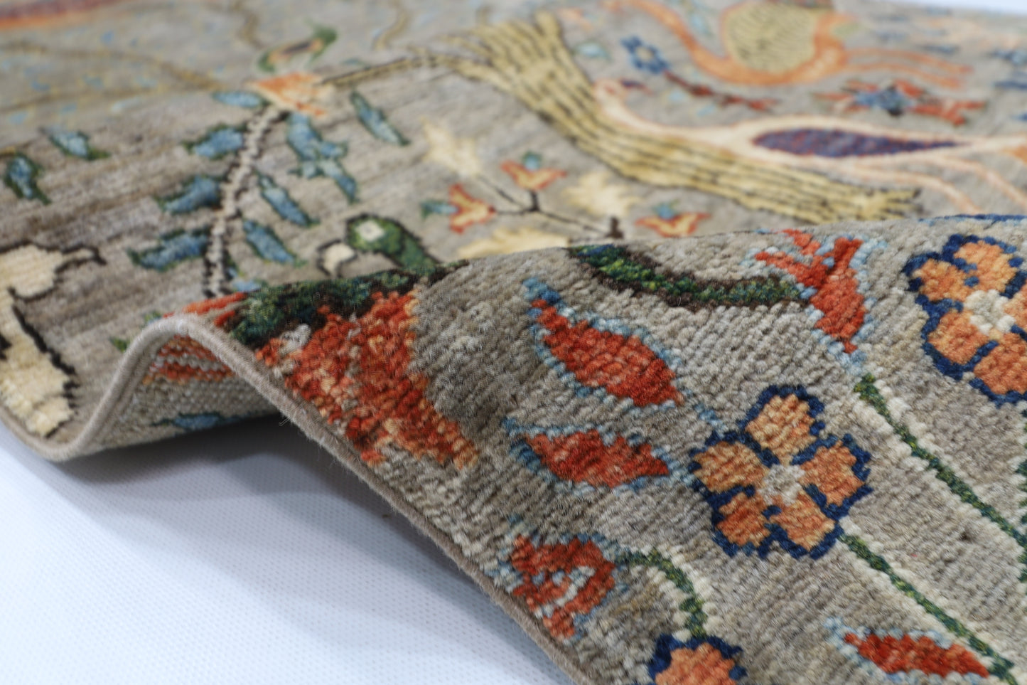 81 x 397 cm | Birds Afghan Tribal Hand Knotted Veg Dye Wool Runner