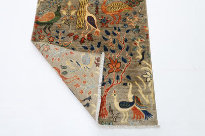 81 x 397 cm | Birds Afghan Tribal Hand Knotted Veg Dye Wool Runner