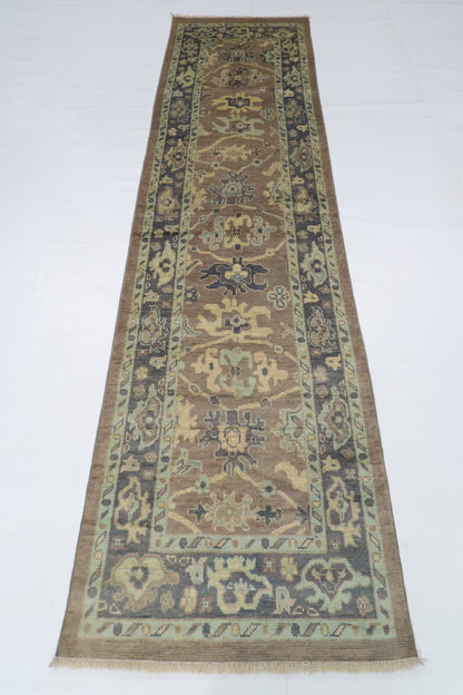 80 x 306 cm | Oushak Afghan Tribal Hand Knotted Veg Dye Wool Runner