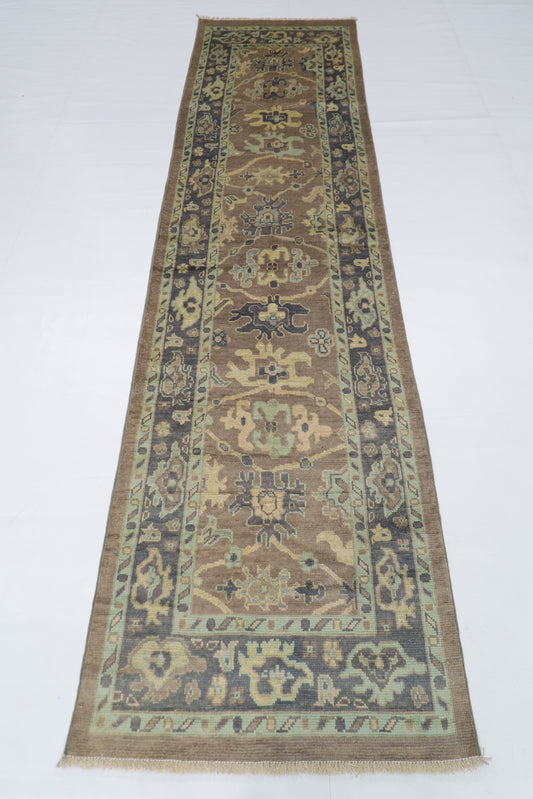 80 x 306 cm | Oushak Afghan Tribal Hand Knotted Veg Dye Wool Runner