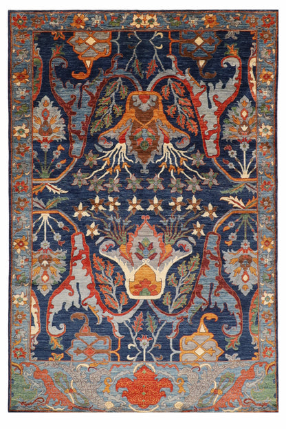 200 x 298 cm | kawros Blue Design Hand Knotted Wool Afghan Carpet
