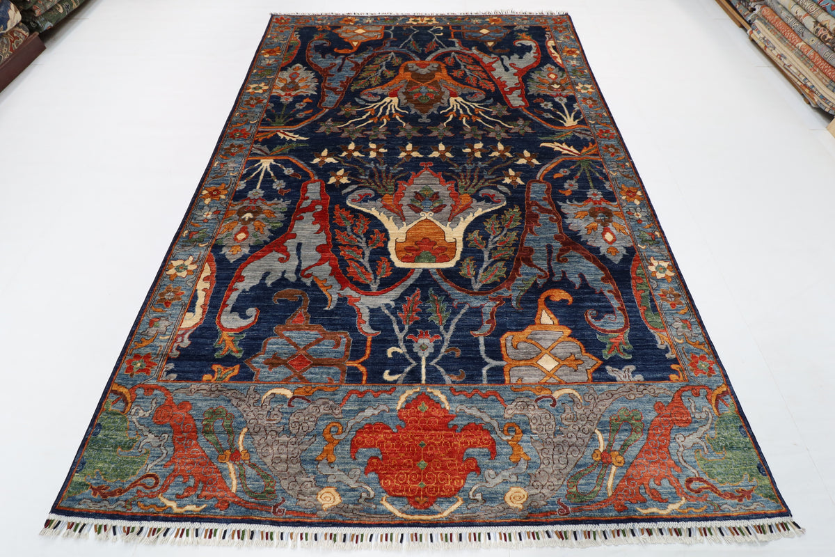 200 x 298 cm | kawros Blue Design Hand Knotted Wool Afghan Carpet
