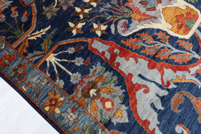 200 x 298 cm | kawros Blue Design Hand Knotted Wool Afghan Carpet