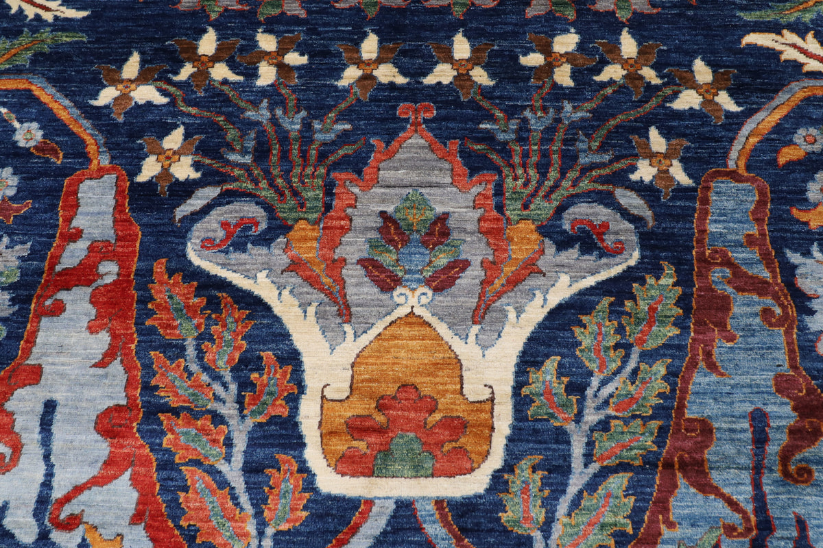 200 x 298 cm | kawros Blue Design Hand Knotted Wool Afghan Carpet