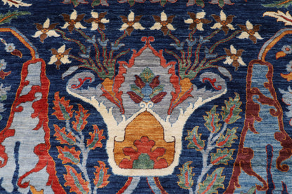 200 x 298 cm | kawros Blue Design Hand Knotted Wool Afghan Carpet