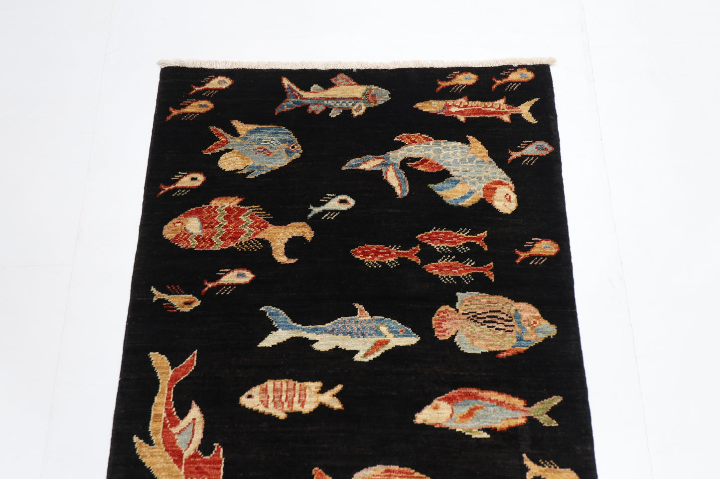 79 x 121 cm | Oriental Fish Animal Accent Rug Afghan Hand Knotted Veg dye Wool carpet