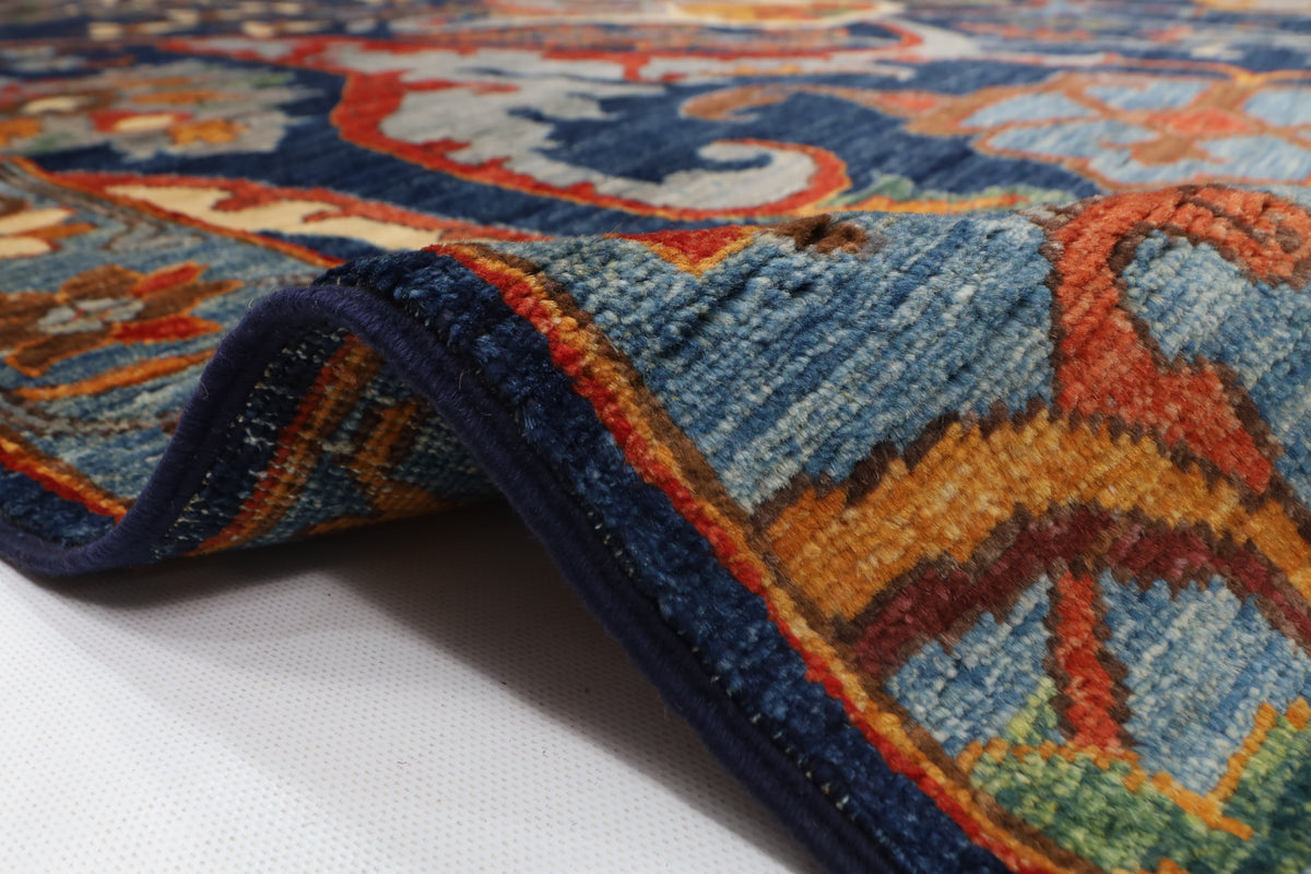 200 x 298 cm | kawros Blue Design Hand Knotted Wool Afghan Carpet