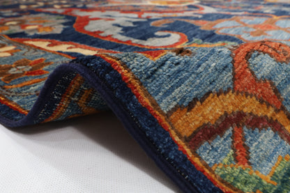200 x 298 cm | kawros Blue Design Hand Knotted Wool Afghan Carpet