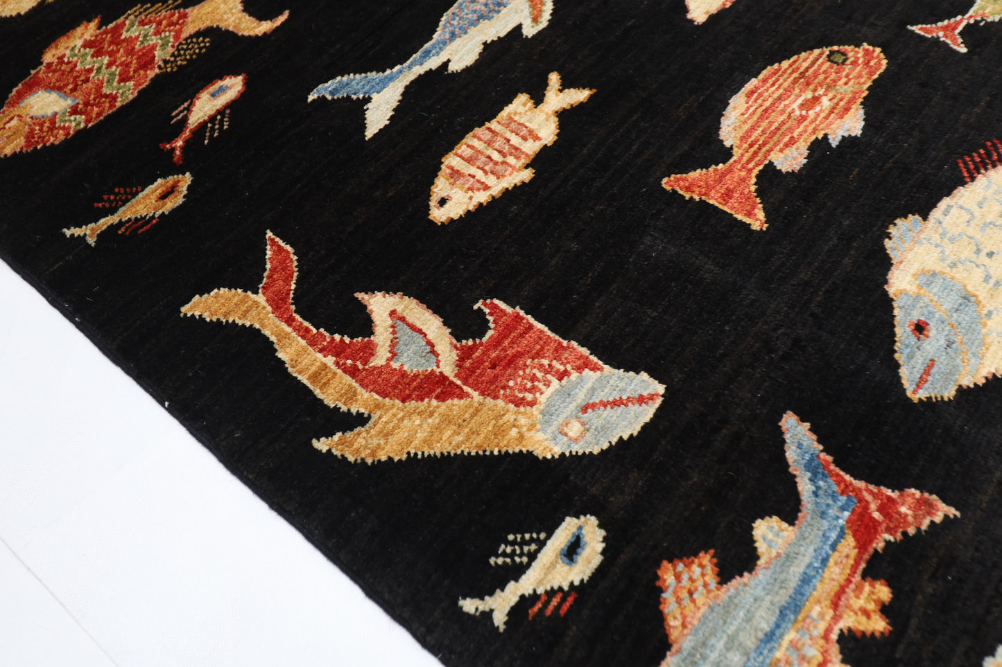 79 x 121 cm | Oriental Fish Animal Accent Rug Afghan Hand Knotted Veg dye Wool carpet