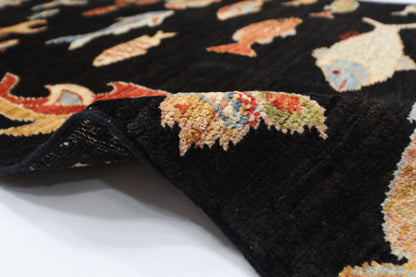 79 x 121 cm | Oriental Fish Animal Accent Rug Afghan Hand Knotted Veg dye Wool carpet