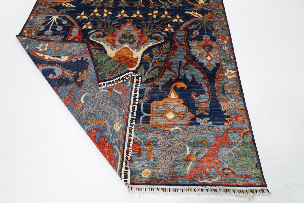 200 x 298 cm | kawros Blue Design Hand Knotted Wool Afghan Carpet