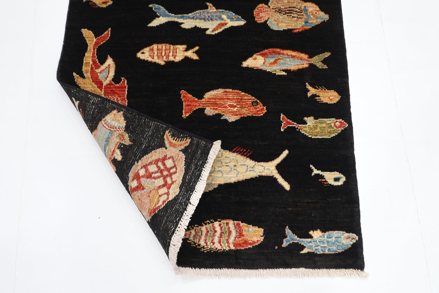 79 x 121 cm | Oriental Fish Animal Accent Rug Afghan Hand Knotted Veg dye Wool carpet
